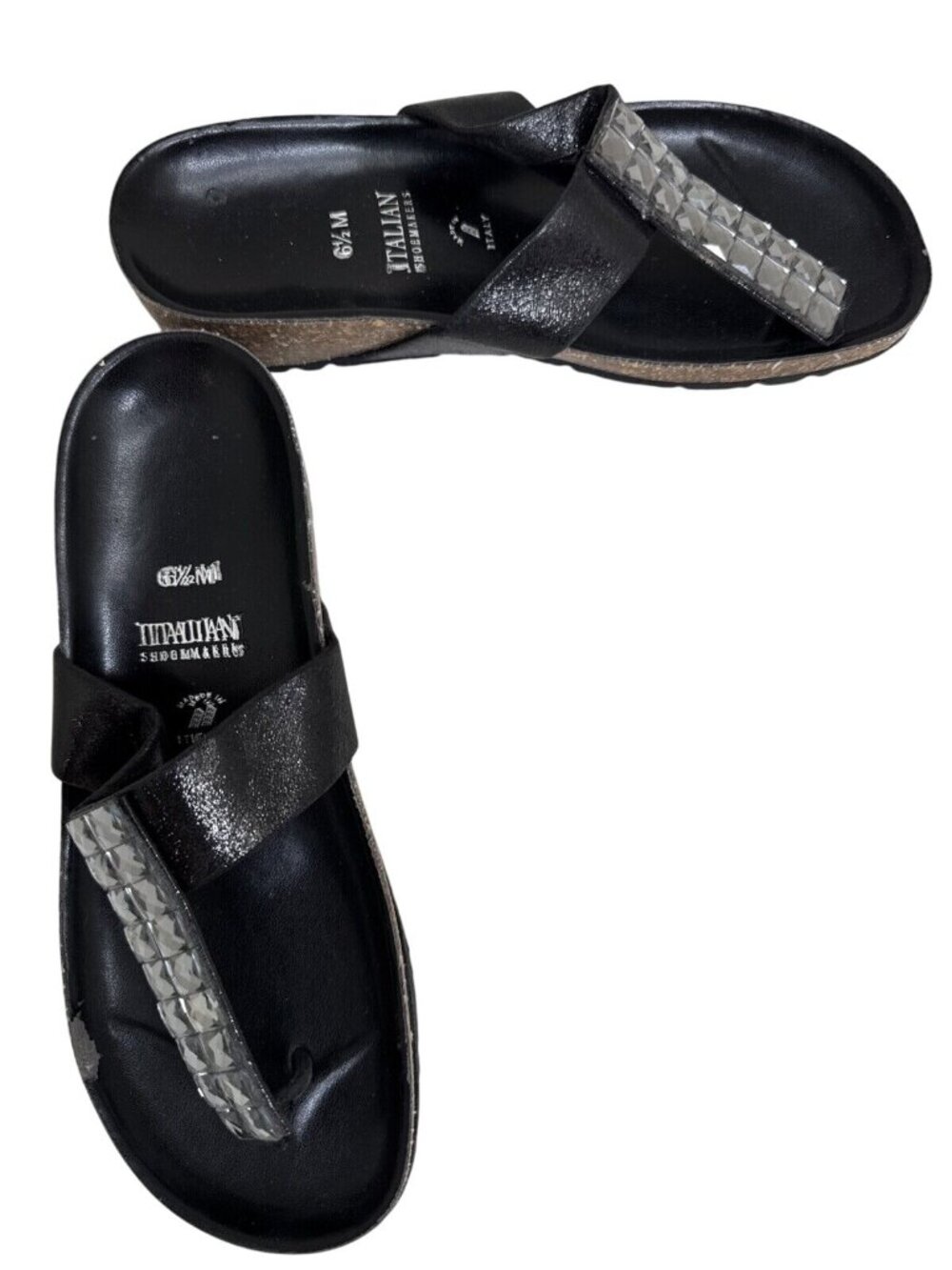 Italian Shoemakers Black Studded Sandals 6.5